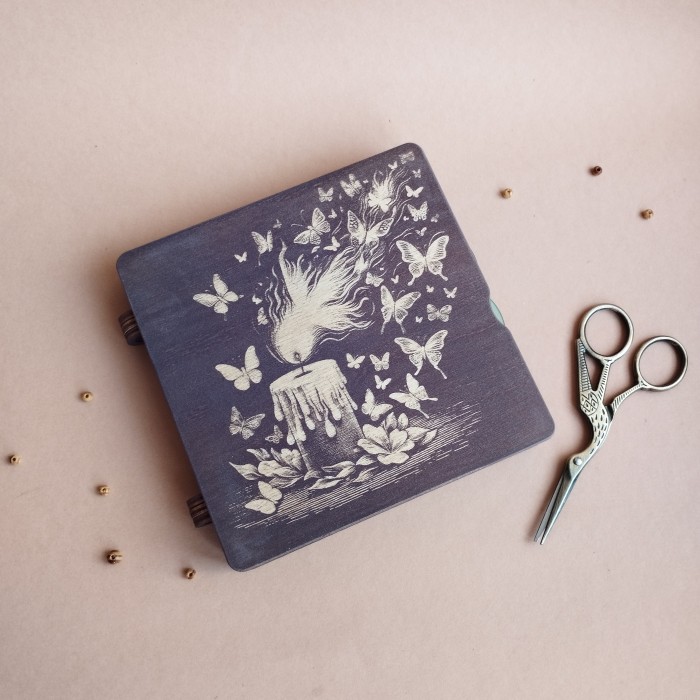 Дерев'яний органайзер для бісеру Блокнотик на 40 комірок, з двома акриловими кришками всередині, кожна комірка пронумерована (060528б)