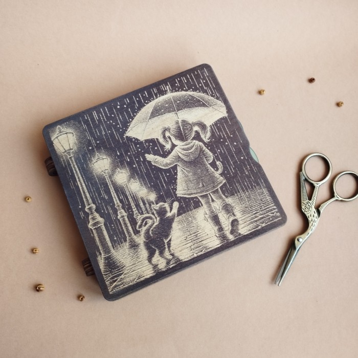 Дерев'яний органайзер для бісеру Блокнотик на 40 комірок, з двома акриловими кришками всередині, кожна комірка пронумерована (060529к)