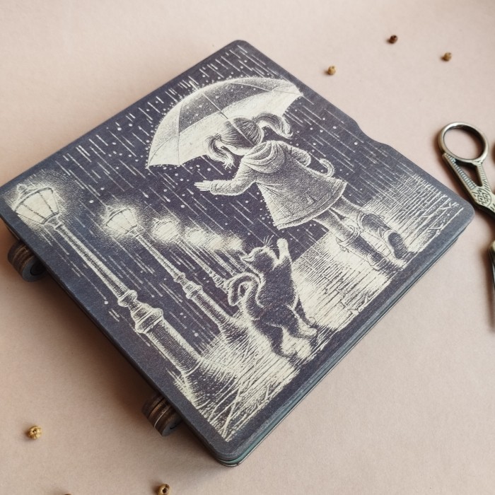 Дерев'яний органайзер для бісеру Блокнотик на 40 комірок, з двома акриловими кришками всередині, кожна комірка пронумерована (060529к)