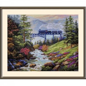 К-205 Гірський поїзд. Мережка. Набір для вишивки хрестиком на Aida 16