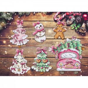 L9969 Набір для вишивки рахунковим хрестиком по пластику - "Іграшки Милі різдвяни прикраси" Letistitch, 6 шт