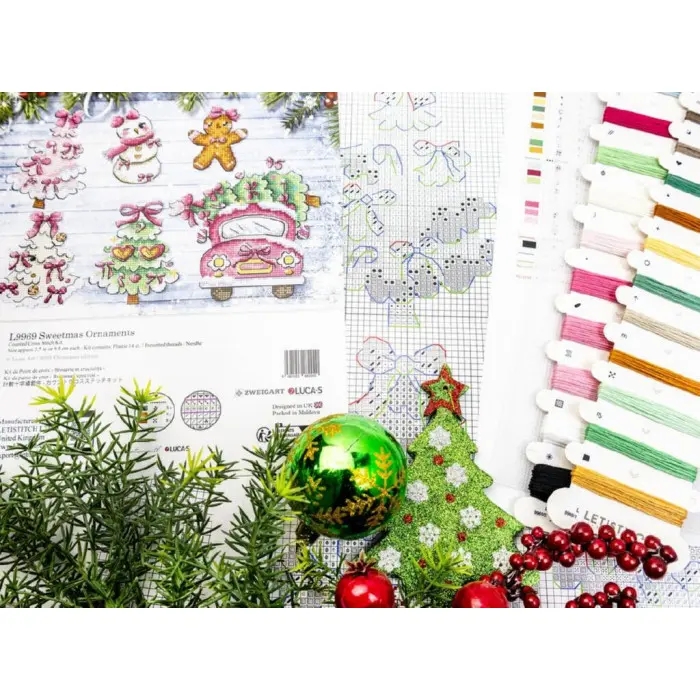 L9969 Набір для вишивки рахунковим хрестиком по пластику - "Іграшки Милі різдвяни прикраси" Letistitch, 6 шт