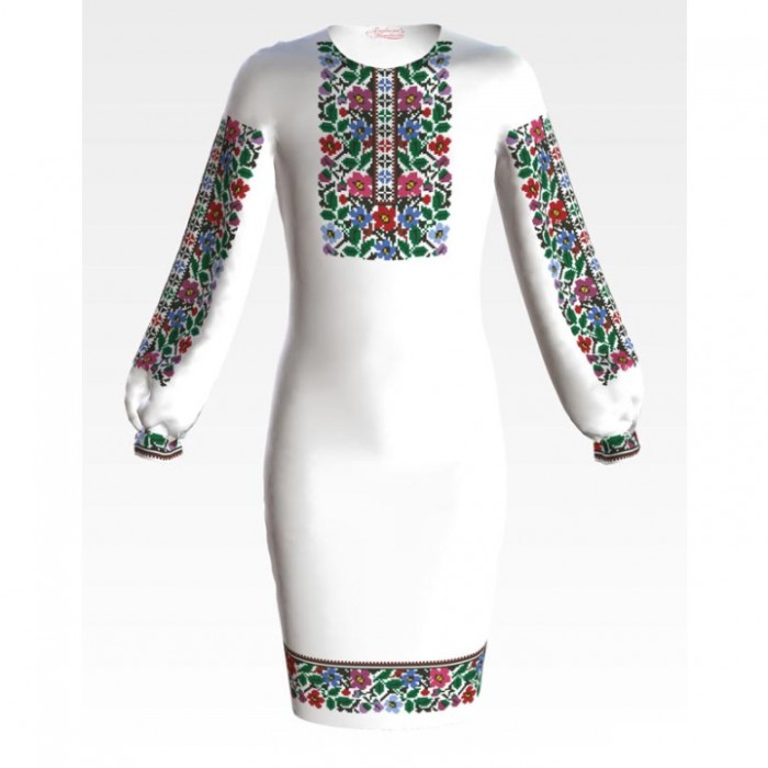 Заготовка дитячого плаття на 9-12 років "Борщівська квіткова" для вишивки бісером (ПД090кБ40нн)