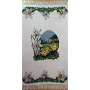 РВ-04 Курчата в нарцисах. Рушник пасхальний для вишивки бісером