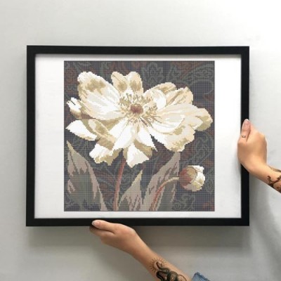 Схема картини Золота Підкова ЗПК-005 "Білий піон" для вишивання бісером на шовку