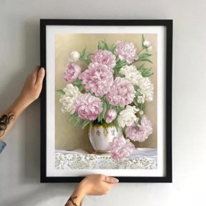 Схема картини Золота Підкова ЗПК-024 "Піони у вазі" для вишивання бісером на шовку