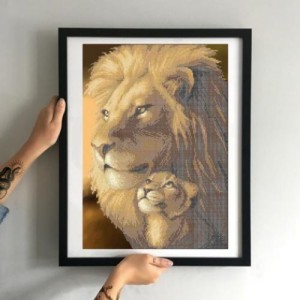 Схема картини Золота Підкова ЗПТ-021 "Леви" для вишивання бісером на шовку