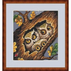 К-32 Совенята. Мережка. Набір для вишивки хрестиком на Aida 16