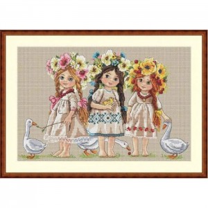 К-42 Подружки. Мережка. Набір для вишивки хрестиком на Aida 16