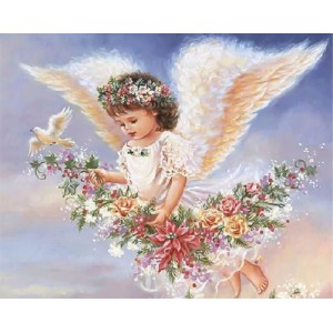 Набір алмазної мозаїки ColorArt 40х50 "Ангел у квітах" SP036