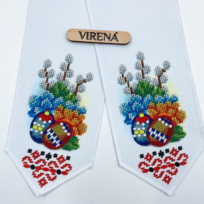 Пасхальний бант для вишивки бісером та бусинами з писанками та квітами (БК-088)