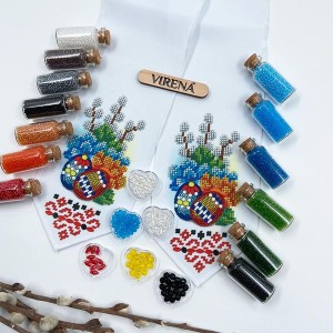 Пасхальний бант для вишивки бісером та бусинами з писанками та квітами (БК-088)