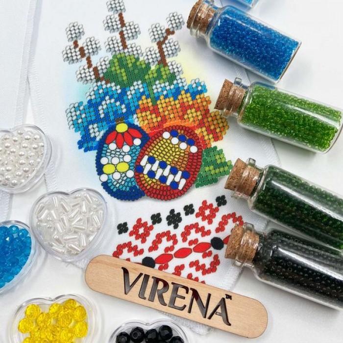 Пасхальний бант для вишивки бісером та бусинами з писанками та квітами (БК-088)