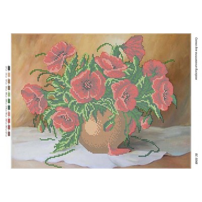 БС-3048 Маки (частк. вишивка). Схема для вишивки бісером