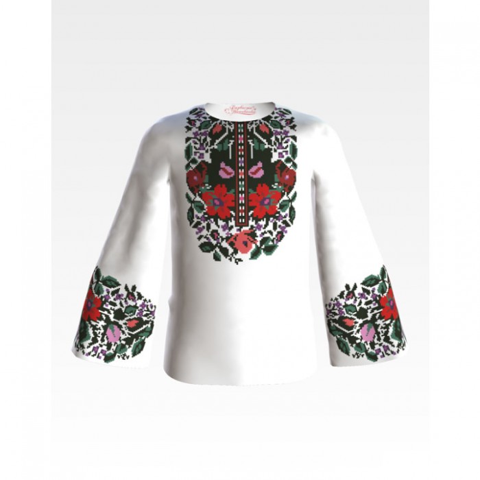 Заготовка дитячої вишиванки на 1-3 років "Борщівська старовинна" для вишивки бісером (БД036кБ28нн)