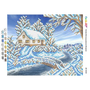 БС-4233 Пори року (будиночок) зима. Схема для вишивки бісером