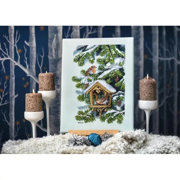 К-152 Робінс. Мережка. Набір для вишивки хрестиком на Aida 16