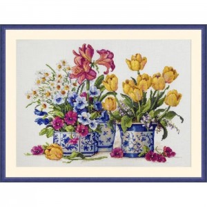 К-200 Весняна композиція. Мережка. Набір для вишивки хрестиком на Aida 16