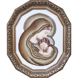 Міс-з Марія з Ісусом (золото). Схема для вишивки бісером