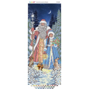 ПМ-4099 "Дід Мороз та Снігурочка" (частк. вишивка). Схема для вишивки бісером