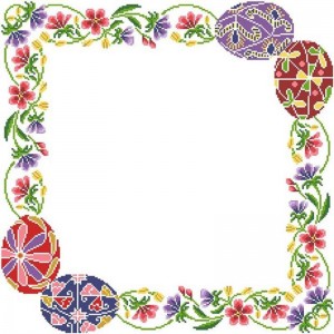 Схема Великодня скатертина для вишивки бісером і нитками на тканині (ТР-242)