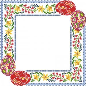 Схема Великодня скатертина для вишивки бісером і нитками на тканині (ТР-258)