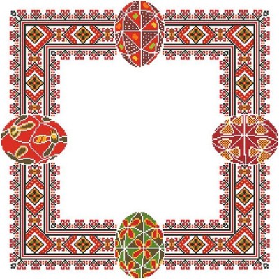 Схема Великодня скатертина для вишивки бісером і нитками на тканині (ТР-262)