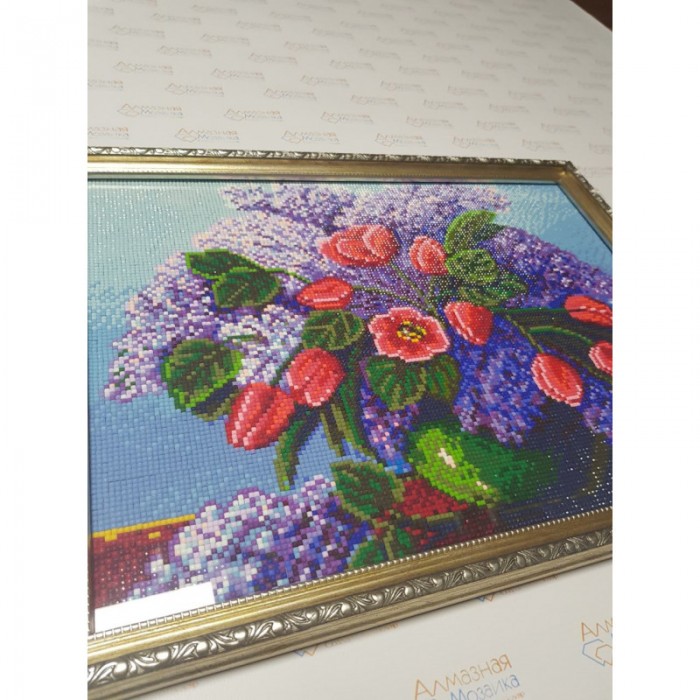 Алмазна вишивка (набір) "Тюльпани та бузок" (DM-204)