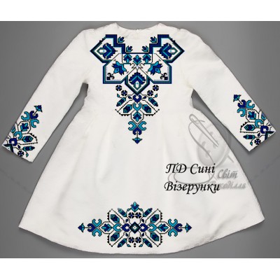 Заготовка на дитячу сукню для дівчинки "Сині візерунки"