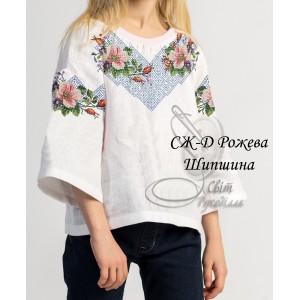 Заготовка на дитячу сорочку для дівчинки "Рожева шипшина"