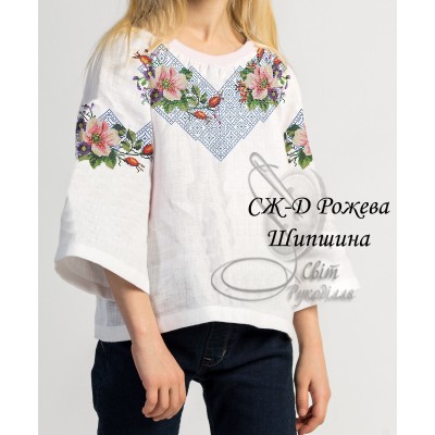 Заготовка на дитячу сорочку для дівчинки "Рожева шипшина"