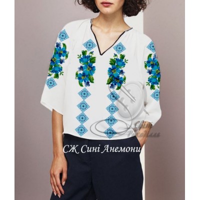 Заготовка на жіночу сорочку "Сині анемони"