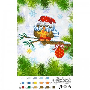 Схема картини "Сюрприз від сови" (Серія: Новорічні сови) для вишивки бісером на тканині (ТД-005)
