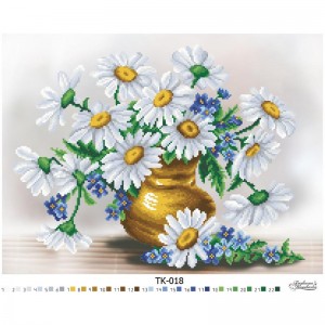 Схема картини "Ромашки" для вишивки бісером на габардині (ТК-018)