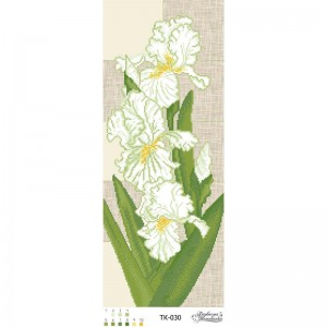 Схема картини "Зелені іриси" для вишивки бісером на габардині (ТК-030)