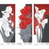 Схема картини Триптих "Червоно-сірі іриси, тюльпани, кали" для вишивки бісером на габардині ТК-037