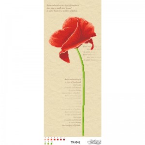Схема картини "Червоний мак" для вишивки бісером на габардині (ТК-042)