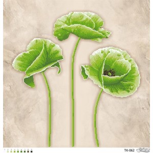 Схема картини "Тендітні зелені маки" для вишивки бісером на габардині (ТК-062)
