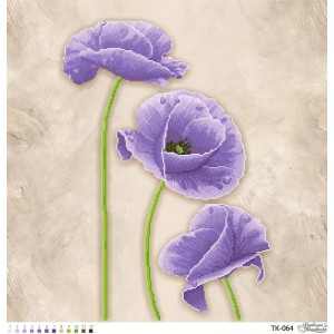 Схема картини "Тендітні бузкові маки" для вишивки бісером на габардині (ТК-064)