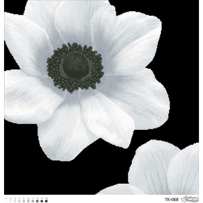 Схема картини "Загадкова анемона" (сіра) для вишивки бісером на габардині (ТК-068)