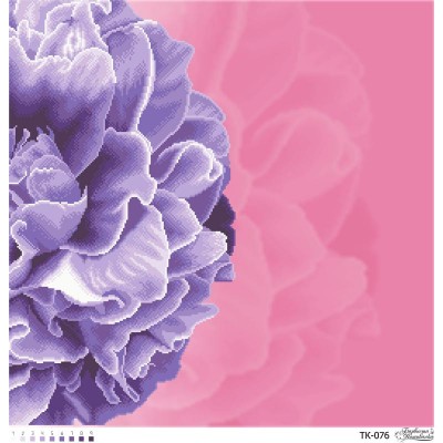 Схема картини "Розкішна бузкова півонія" для вишивки бісером на габардині (ТК-076)