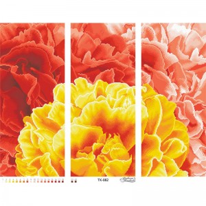 Схема картини Триптих "Розкішні жовто-червоні півонії" для вишивки бісером на габардині (ТК-082)