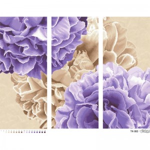 Схема картини Триптих "Розкішні бежево-фіолетові півонії" для вишивки бісером на габардині (ТК-083)