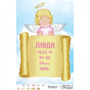 Схема картини Метрика дівчинки «Сувій» для вишивки бісером на тканині (ТЛ-017)