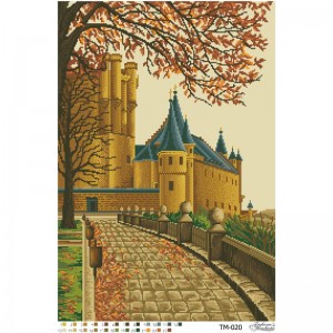 Схема картини "Неприступний іспанський палац (Алькасар у Сеговії, Іспанія)" для вишивки бісером на тканині (ТМ-020)