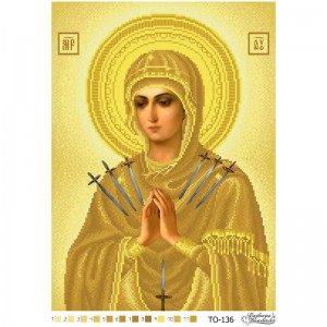 Схема картини "Ікона Божої Матері Пом’якшення злих сердець (Семистрільна)" для вишивки бісером на тканині (ТО-136)