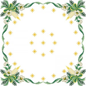 Схема Новорічна скатертина "Різдвяні зіроньки" для вишивки бісером і нитками на габардині (ТР-148)