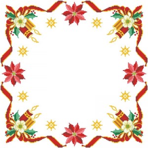 Схема Новорічна скатертина "Новорічна квітка" для вишивки бісером і нитками на габардині. (ТР-149)