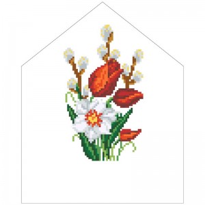 Схема Пасхальна хустинка на лозу для вишивки бісером і нитками на тканині (ТР-554)