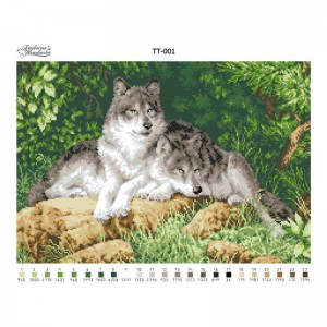 Схема картини "Пара вовків" для вишивки бісером на тканині (ТТ-001)